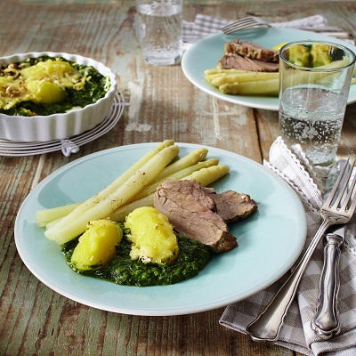 Gratin van aardappelen en spinazie 